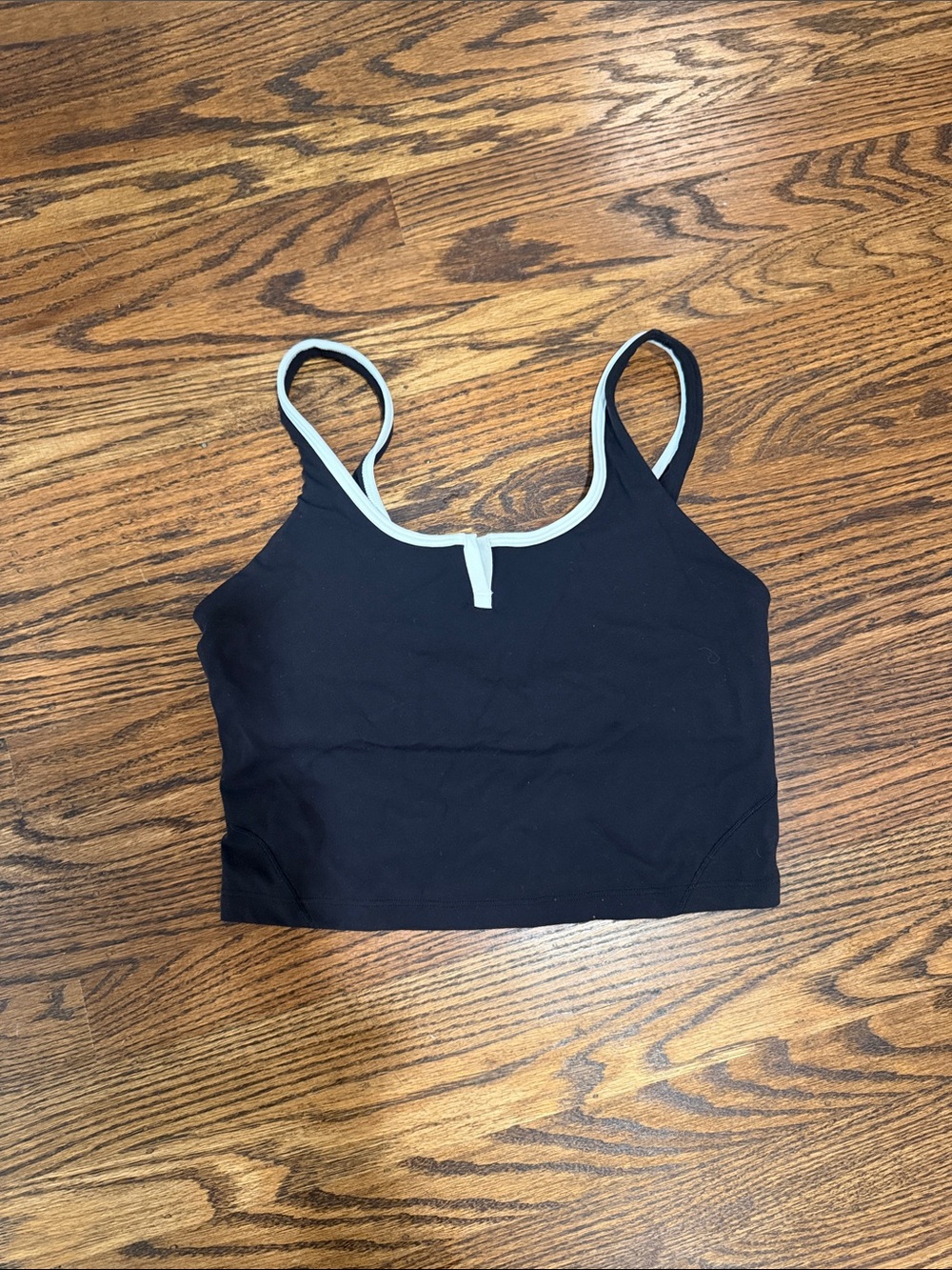 Black Crop Sports Tank with Light Gray Trim